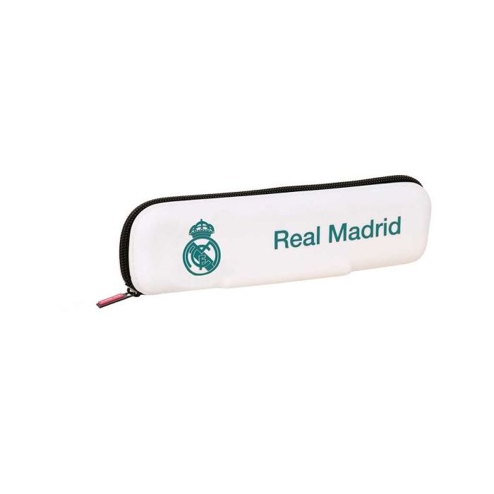 Safta Real Madrid Equipacion 26/27 Portatodo Estrecho - Silicona - Cremallera - 20x5.5x2cm - Color Blanco