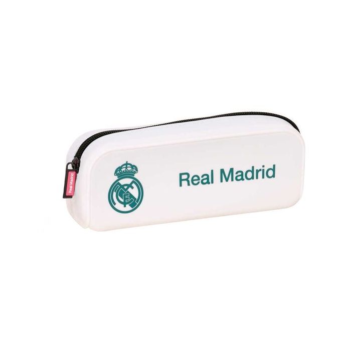 Safta Real Madrid Equipacion 26/27 Portatodo Cuadrado - Silicona - Cremallera - 18.5x7.5x5.5cm - Color Blanco