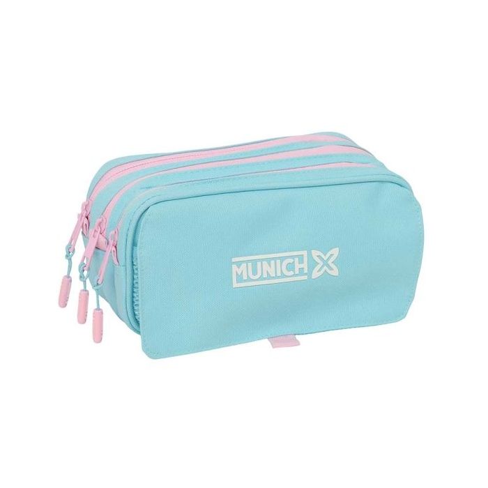 Safta Munich Sky Portatodo - 3 Compartimentos con Cremallera - Cinta Trasera Adaptable - Bolsillo Frontal de Rejilla con Velcro