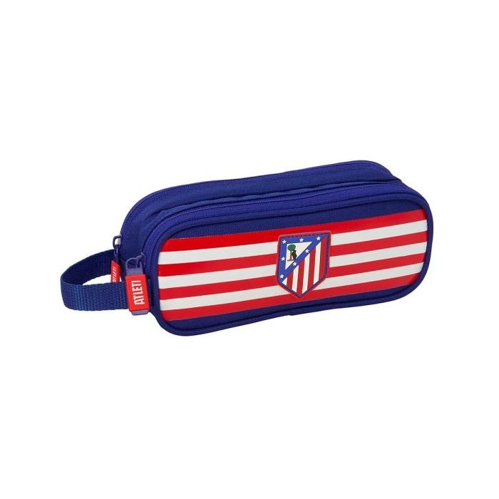 Safta Atletico de Madrid Portatodo - 2 Compartimentos con Cremallera - Asa Lateral - Capacidad 1L - 21x8x6cm - Color Azul Marino