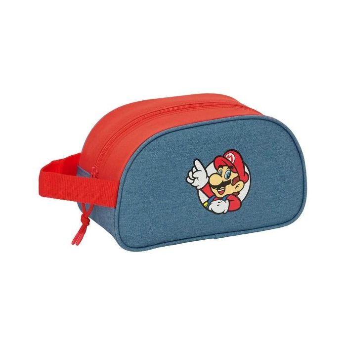 Safta Super Mario Neceser - Adaptable a Carro - Asa de Mano Lateral - 26x15x12cm - Color Rojo y Azul