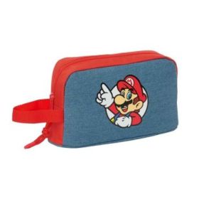 Safta Super Mario Bolsa Isotermica Porta Alimentos - Asa de Mano Lateral - Cremallera - 21.5x12x6.5cm - Color Rojo y Azul