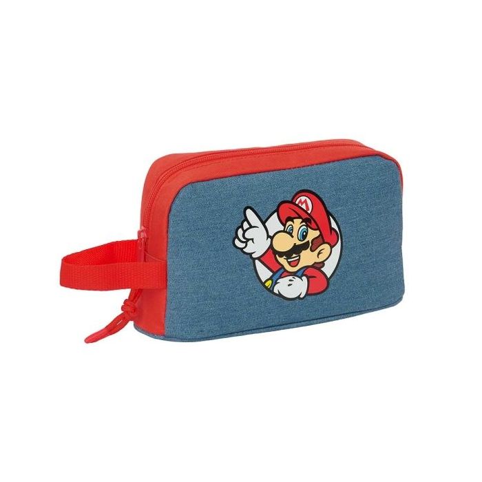 Safta Super Mario Bolsa Isotermica Porta Alimentos - Asa de Mano Lateral - Cremallera - 21.5x12x6.5cm - Color Rojo y Azul