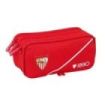 Safta Sevilla FC Portatodo - 3 Compartimentos con Cremallera - Cinta Trasera Adaptable - Bolsillo Frontal de Rejilla con Velcro