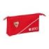 Safta Sevilla FC Portatodo - 3 Compartimentos con Cremallera - Bolsillo Interior Central - 22x12x3cm - Color Rojo