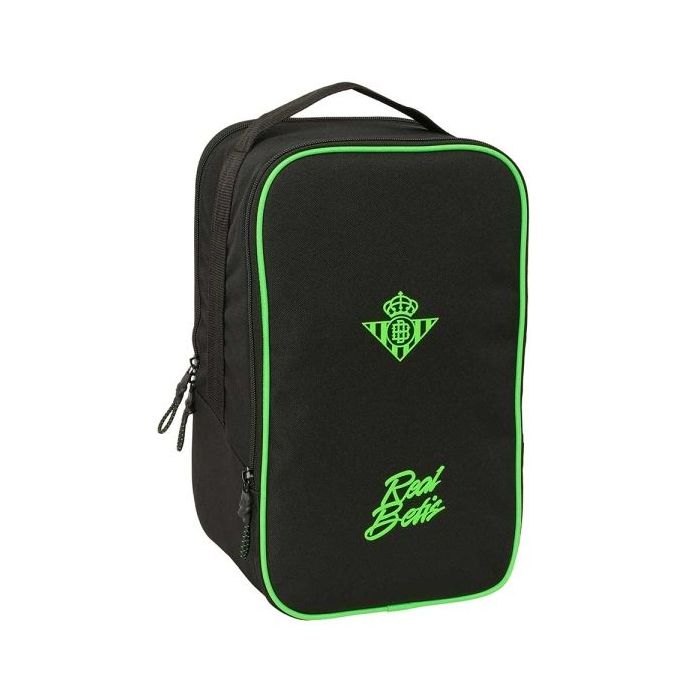 Safta Real Betis Balompie Zapatillero Doble - Bolsillo Interior de Velcro - Compartimento Trasero con Cremallera - Asa de Mano -