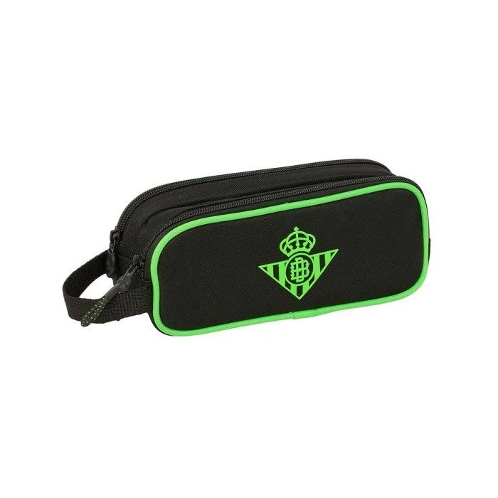 Safta Real Betis Balompie Portatodo - 2 Compartimentos con Cremallera - Asa Lateral - Capacidad 1L - 21x8x6cm - Color Negro y Ve