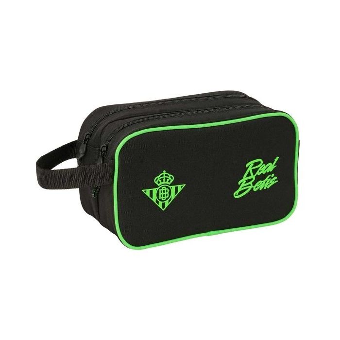 Safta Real Betis Balompie Neceser - 2 Compartimentos con Cremallera - Adaptable a Carro - Asa de Mano Lateral - 26x15x12.5cm - C