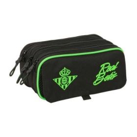 Safta Real Betis Balompie Portatodo - 3 Compartimentos con Cremallera - Cinta Trasera Adaptable - Bolsillo Frontal de Rejilla co