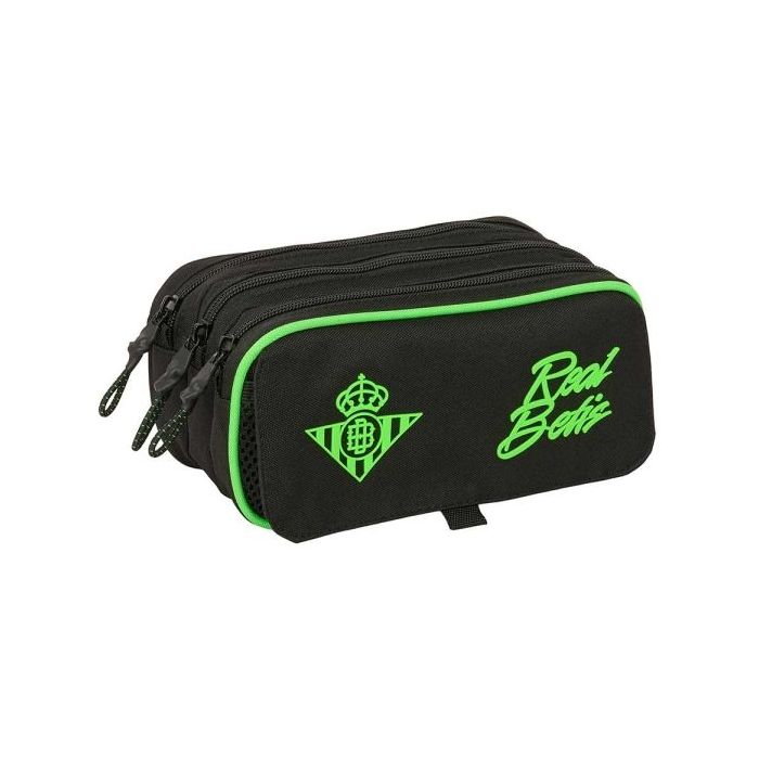 Safta Real Betis Balompie Portatodo - 3 Compartimentos con Cremallera - Cinta Trasera Adaptable - Bolsillo Frontal de Rejilla co