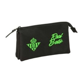 Safta Real Betis Balompie Portatodo - 3 Compartimentos con Cremallera - Bolsillo Interior Central - 22x12x3cm - Color Negro y Ve