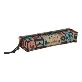 Safta Mandalorian and Grogu Portatodo Rectangular - Goma Elastica Trasera - Cremallera - 22x4x7cm - Color Negro