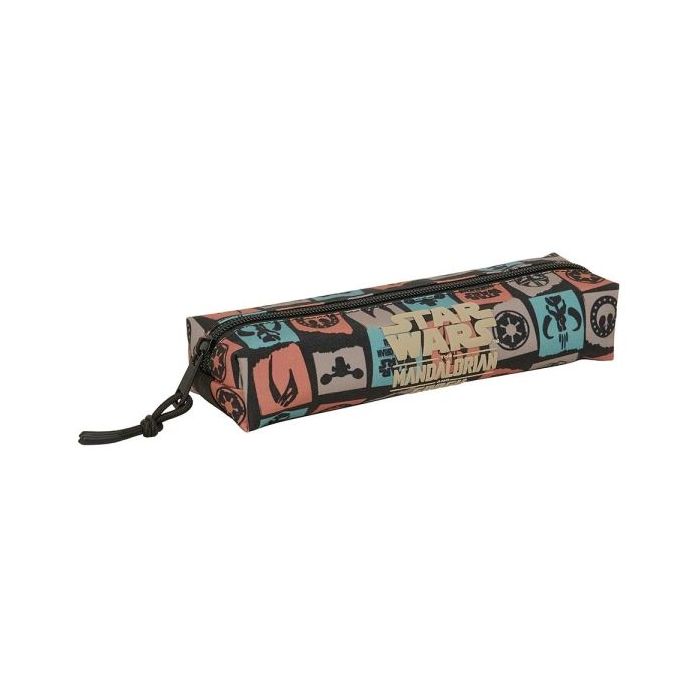 Safta Mandalorian and Grogu Portatodo Rectangular - Goma Elastica Trasera - Cremallera - 22x4x7cm - Color Negro