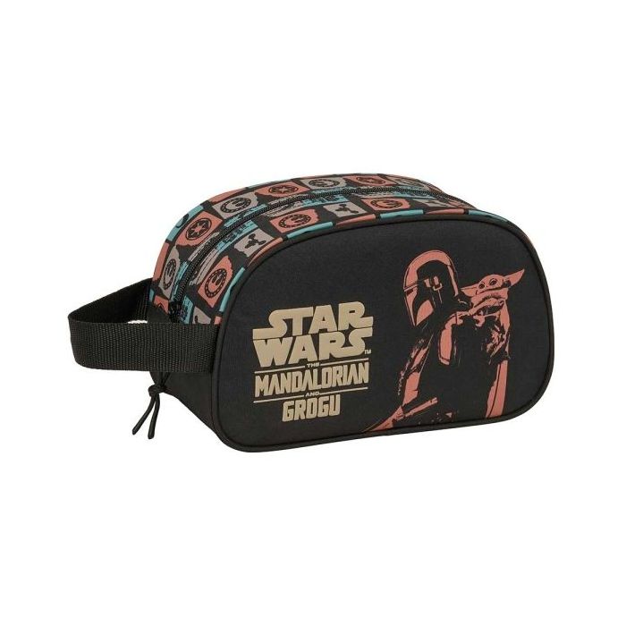 Safta Mandalorian and Grogu Neceser - Adaptable a Carro - Asa de Mano Lateral - 26x15x12cm - Color Negro