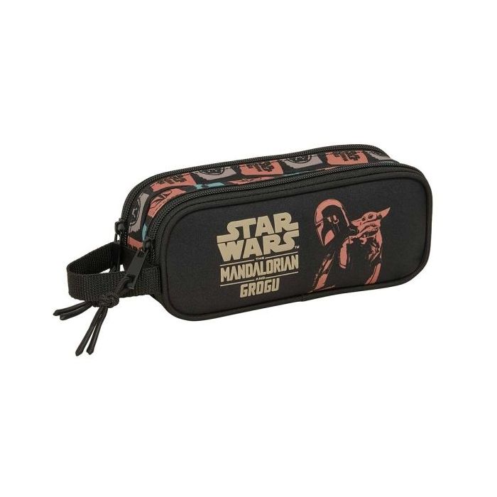 Safta Mandalorian and Grogu Portatodo - 2 Compartimentos con Cremallera - Asa Lateral - Capacidad 1L - 21x8x6cm - Color Negro