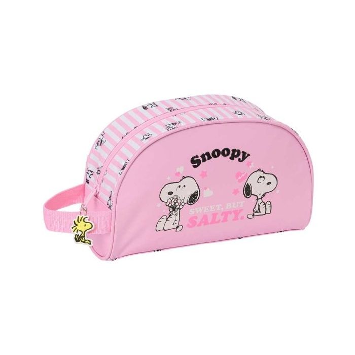 Safta Snoopy Neceser - Adaptable a Carro - Asa de Mano Lateral - Bolsillo Interior con Cremallera - 26x16x9cm - Color Rosa