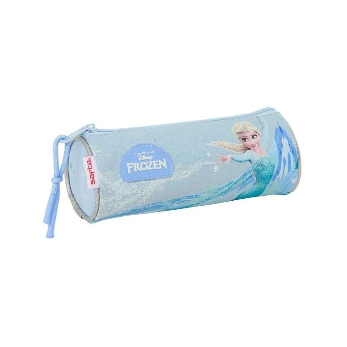Safta Frozen Portatodo Redondo - Cremallera con Tirador - 20x7x7cm - Color Azul Pastel