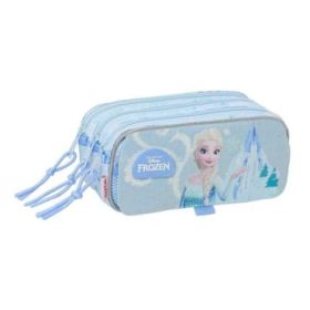 Safta Frozen Portatodo - 3 Compartimentos con Cremallera - Cinta Trasera Adaptable - Bolsillo Frontal de Rejilla con Velcro - 21