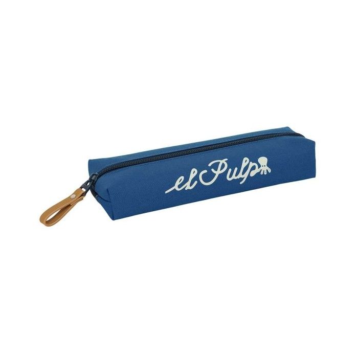 Safta el Pulpo Portatodo Rectangular - Goma Elastica Trasera - Cremallera - 22x4x7cm - Color Azul Marino