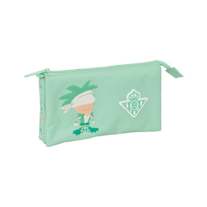 Safta Real Betis Balompie Preescolar Portatodo - 3 Compartimentos con Cremallera - Bolsillo Interior Central - 22x12x3cm - Color