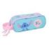 Safta Stitch Waves Portatodo - 2 Compartimentos con Cremallera - Asa Lateral - Capacidad 1L - 21x8x6cm - Color Azul Claro