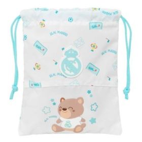 Safta Real Madrid Preescolar Saquito para Merienda - Cierre con Cordon - Compacto - 20x25cm - Color Blanco