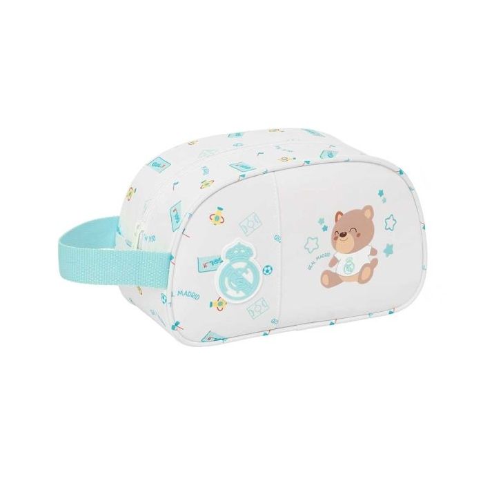 Safta Real Madrid Preescolar Neceser - Adaptable a Carro - Asa de Mano Lateral - 26x15x12cm - Color Blanco