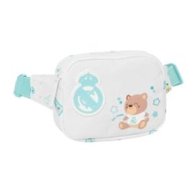 Safta Real Madrid Preescolar Bolsa de Cintura Infantil - Cremallera - Cintas Ajustables - Cierre de PVC - 14x11x4cm - Color Blan