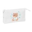 Safta Real Madrid Preescolar Portatodo - 3 Compartimentos con Cremallera - Bolsillo Interior Central - 22x12x3cm - Color Blanco