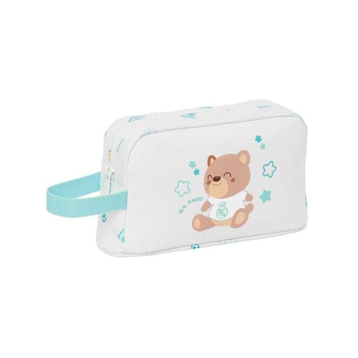 Safta Real Madrid Bolsa Preescolar Isotermica Porta Alimentos - Asa de Mano Lateral - Cremallera - 21.5x12x6.5cm - Color Blanco