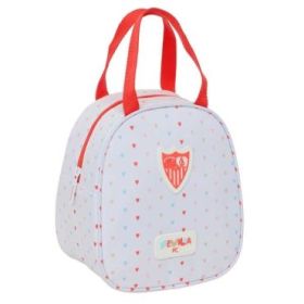 Safta Sevilla FC Bolsa Preescolar Isotermica - Asa de Mano - Cremallera - 19x22x14cm - Color Blanco y Rojo