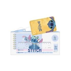 Safta Stitch Portatodo - Cremallera - PVC - Regla de 15cm - 2 Lapices - Sacapuntas - Goma - Bloc de Notas de 70 Hojas - 22.5x10.