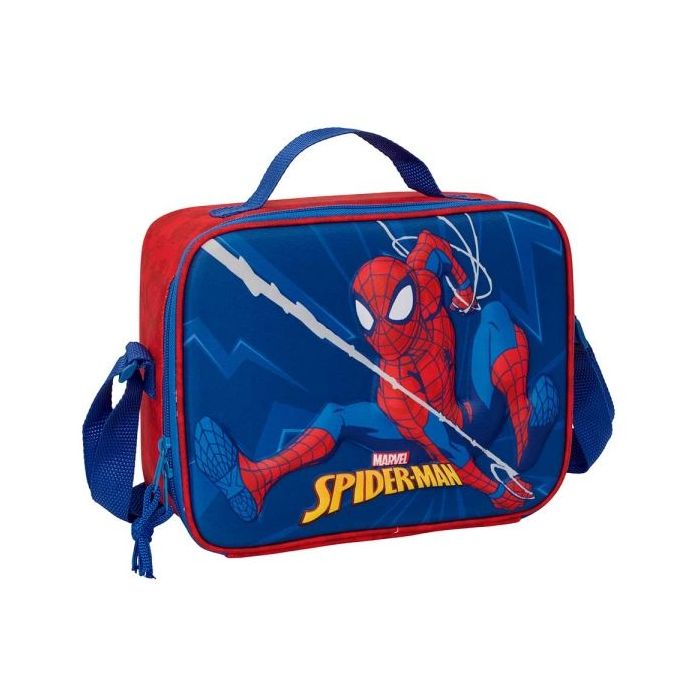 Safta Spider-Man Bolsa Isotermica Porta Alimentos - Frontal 3D - Cremallera - Bandolera Ajustable - Asa de Mano - 25x19.5x9cm -
