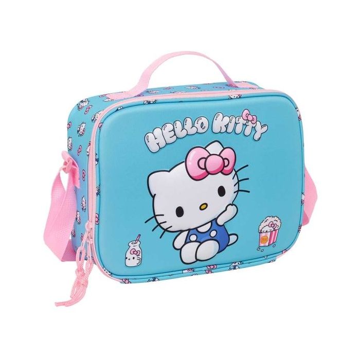 Safta Hello Kitty Bolsa Isotermica Porta Alimentos - Frontal 3D - Cremallera - Bandolera Ajustable - Asa de Mano - 25x19.5x9cm -