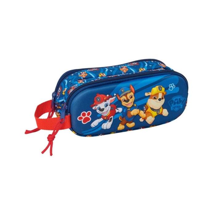 Safta Paw Patrol Portatodo 3D - 2 Compartimentos con Cremallera - Asa Lateral - Capacidad 1L - 21x8x6cm - Color Azul Oscuro