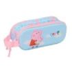 Safta Peppa Pig Portatodo 3D - 2 Compartimentos con Cremallera - Asa Lateral - Capacidad 1L - 21x8x6cm - Color Azul Pastel
