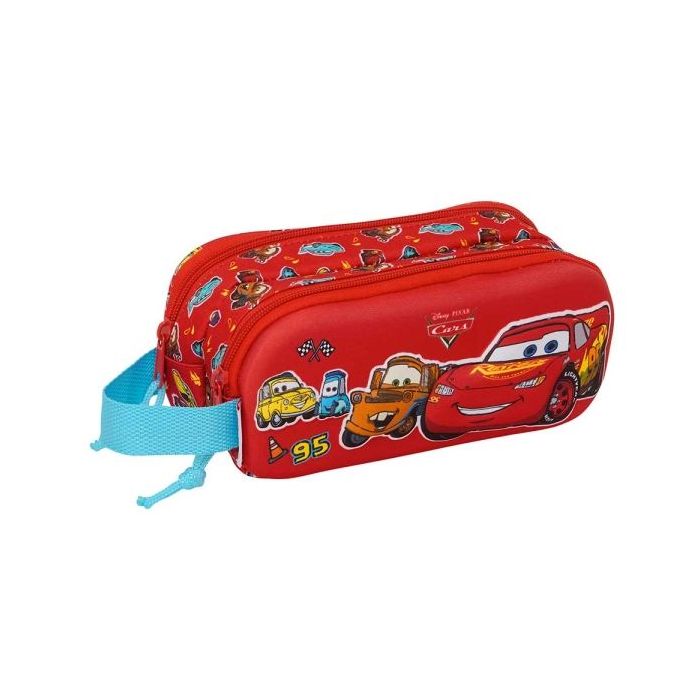 Safta Cars Portatodo 3D - 2 Compartimentos con Cremallera - Asa Lateral - Capacidad 1L - 21x8x6cm - Color Rojo