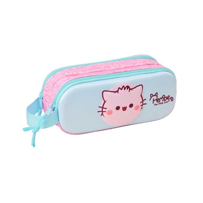 Safta Pembe Portatodo 3D - 2 Compartimentos con Cremallera - Asa Lateral - Capacidad 1L - 21x8x6cm - Color Rosa Pastel