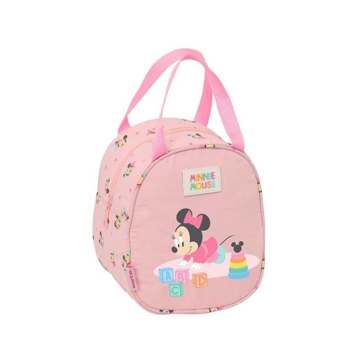 Safta Minnie Mouse Baby Bolsa Isotermica - Asa de Mano - Cremallera - 19x22x14cm - Color Rosa Pastel