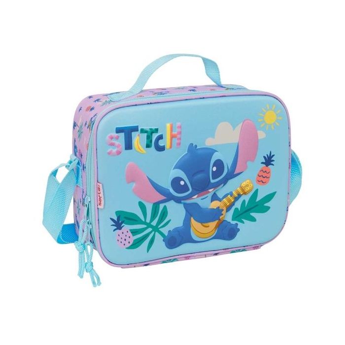 Safta Stitch Bolsa Isotermica Porta Alimentos - Frontal 3D - Cremallera - Bandolera Ajustable - Asa de Mano - 25x19.5x9cm - Colo