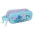 Safta Stitch Portatodo 3D - 2 Compartimentos con Cremallera - Asa Lateral - Capacidad 1L - 21x8x6cm - Color Azul Pastel