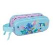 Safta Stitch Portatodo 3D - 2 Compartimentos con Cremallera - Asa Lateral - Capacidad 1L - 21x8x6cm - Color Azul Pastel