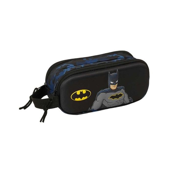 Safta Batman Portatodo 3D - 2 Compartimentos con Cremallera - Asa Lateral - Capacidad 1L - 21x8x6cm - Color Negro