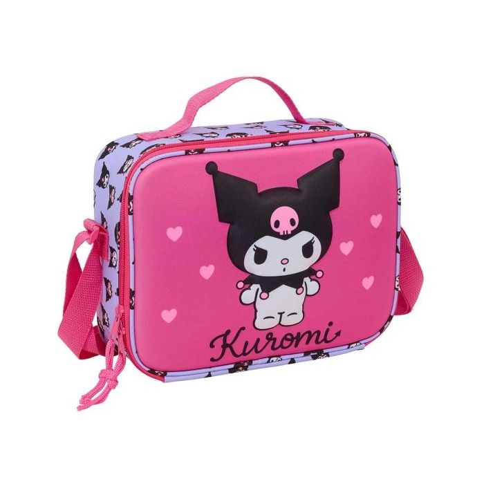 Safta Kuromi Bolsa Isotermica Porta Alimentos - Frontal 3D - Cremallera - Bandolera Ajustable - Asa de Mano - 25x19.5x9cm - Colo