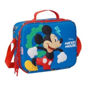 Safta Mickey Mouse Bolsa Isotermica Porta Alimentos - Frontal 3D - Cremallera - Bandolera Ajustable - Asa de Mano - 25x19.5x9cm