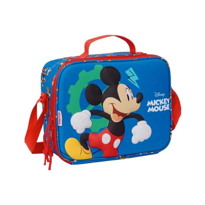 Safta Mickey Mouse Bolsa Isotermica Porta Alimentos - Frontal 3D - Cremallera - Bandolera Ajustable - Asa de Mano - 25x19.5x9cm