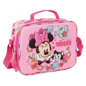 Safta Minnie Mouse Bolsa Isotermica Porta Alimentos - Frontal 3D - Cremallera - Bandolera Ajustable - Asa de Mano - 25x19.5x9cm