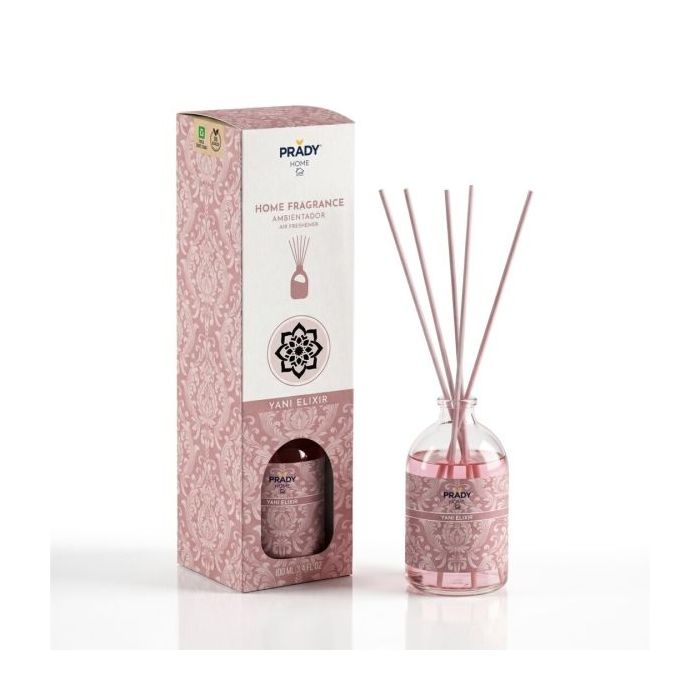 Prady Ambientador Mikado Yani Elixir - Frasco de Cristal 100ml y Varitas Difusoras