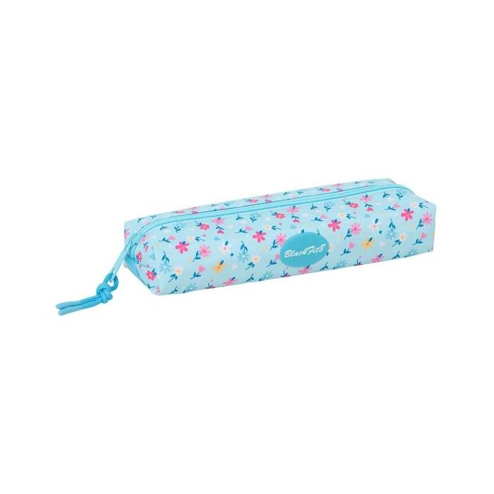 Safta Blackfit8 Petalos Portatodo Rectangular - Goma Elastica Trasera - Cremallera - 22x4x7cm - Color Azul Claro