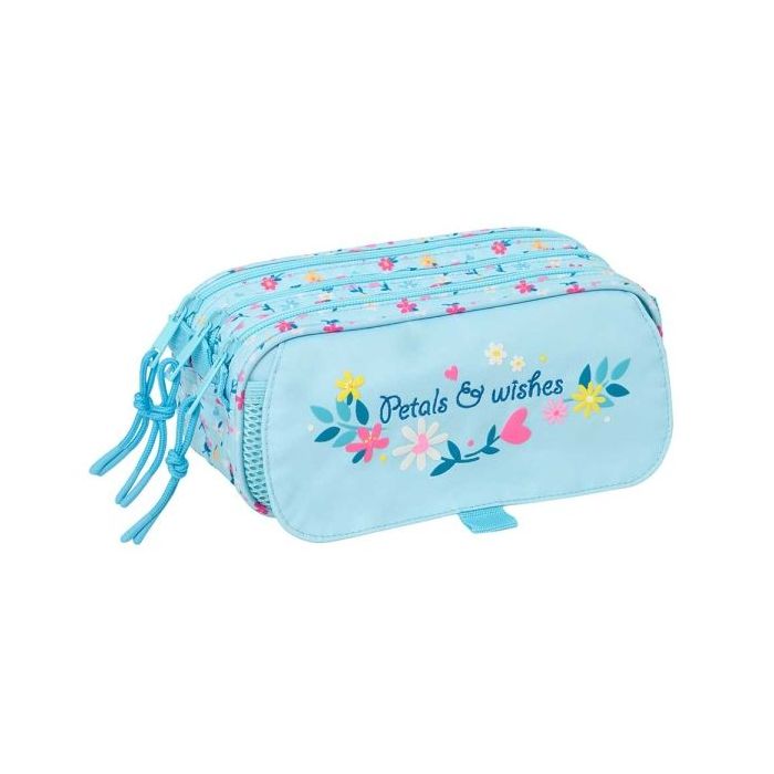 Safta Blackfit8 Petalos Portatodo - 3 Compartimentos con Cremallera - Cinta Trasera Adaptable - Bolsillo Frontal de Rejilla con
